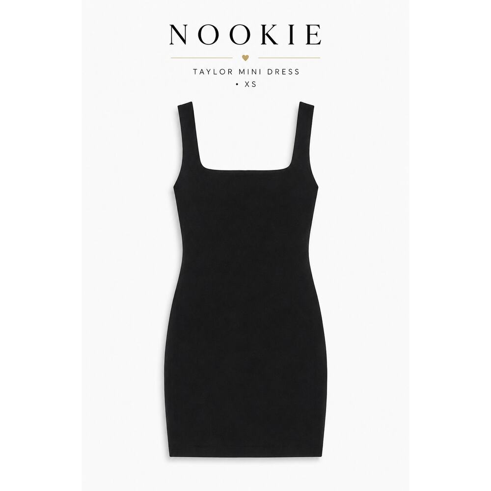 Nookie NWT · XS · Taylor Mini Dress · Square Neck · Bodycon Stretch Knit Black